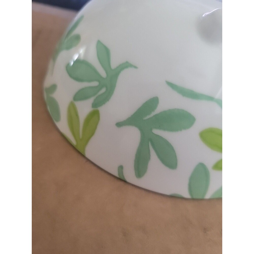 Ooh La La by BIA Stoneware Bowl 6 inches Fruit slice Leaf Blue In And Out  Print - Picture 7 of 10